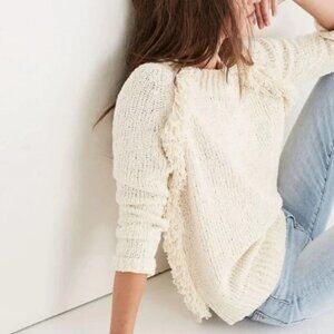 Madewell Fringe Detail Cream Cropped Sweater